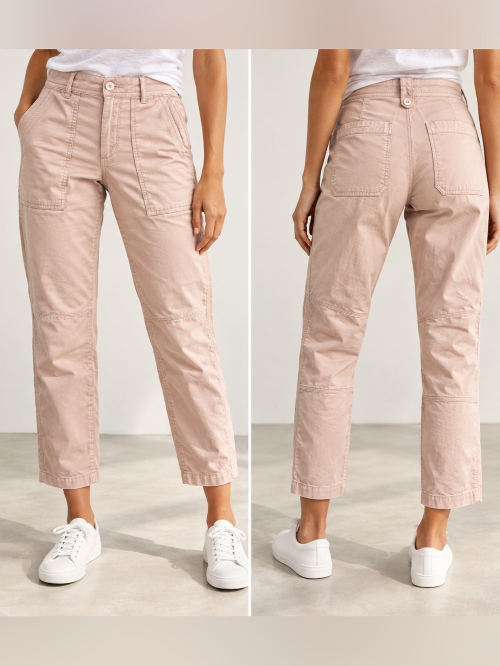 Anthropologie The Wanderer Utility Pants Size 31 Dusty Pink Linen Cotton Cargo